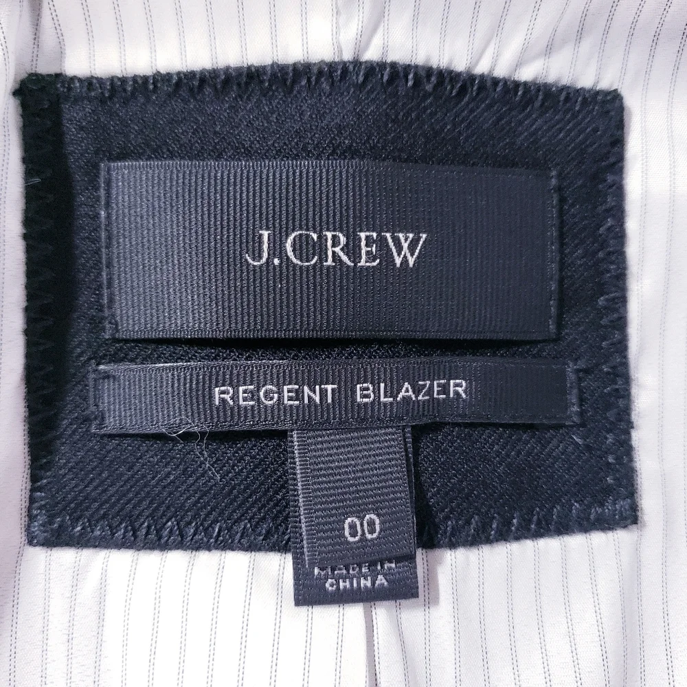 J.CREW Womens Regent Blazer Wool Black B0323‎ Size 00